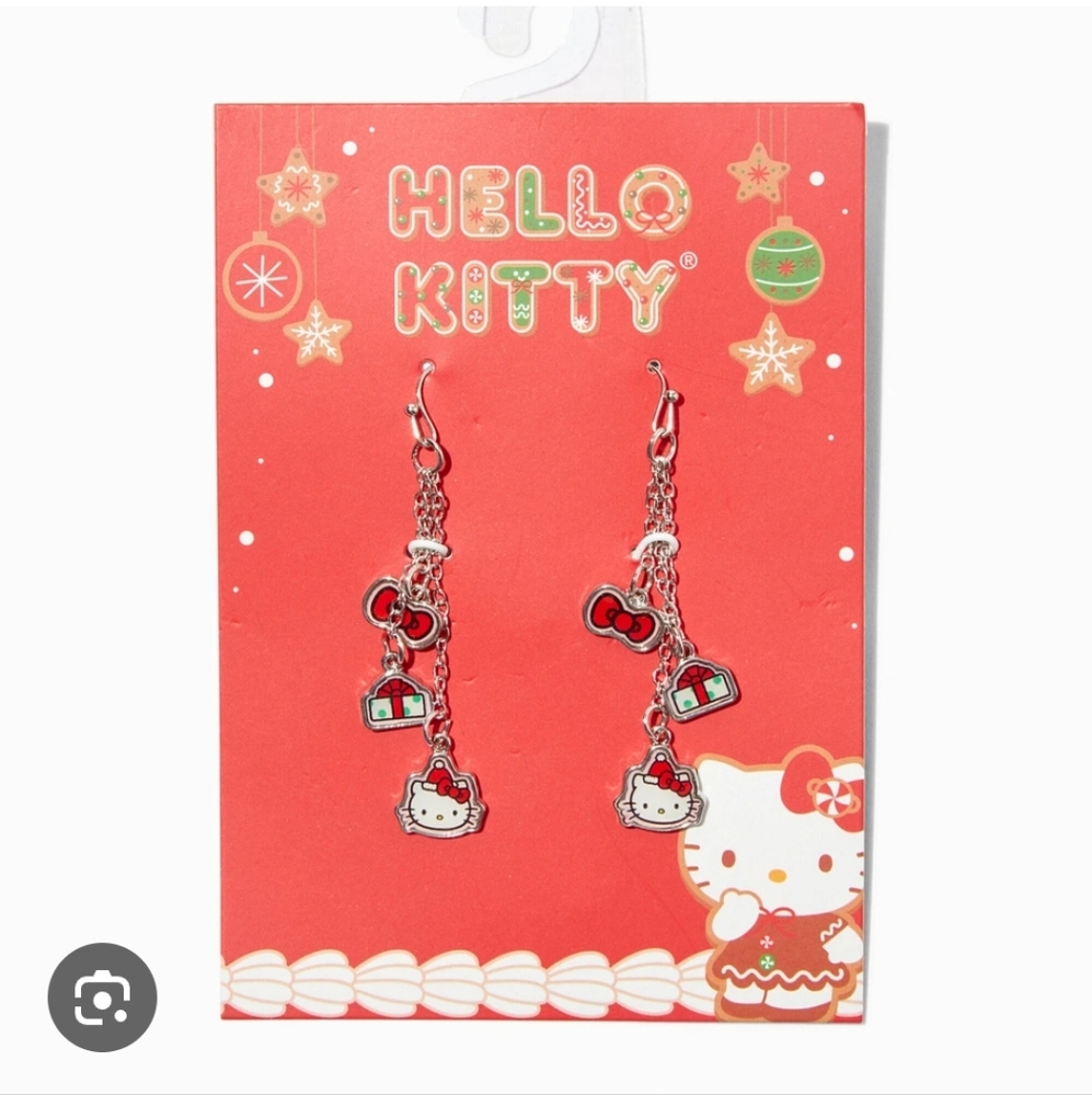 Hello Kitty Holiday Dangle Drop Earrings Christmas Sanrio NWT